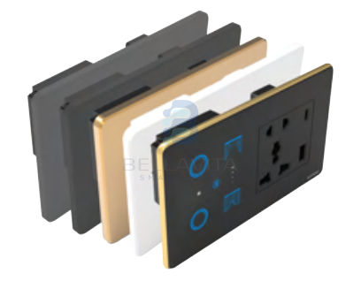PH Glass 2 Switch + 1 Curtain + Socket - 4M - Bellavita Smart Homes