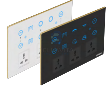PH Glass 4 Switch + 2 Fan + 1 Curtain + 3 Socket - Bellavita Smart Homes