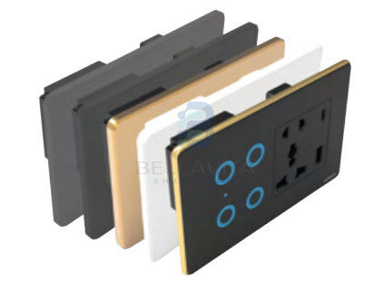 PH Glass 4 Switch + Socket - 4M - Bellavita Smart Homes