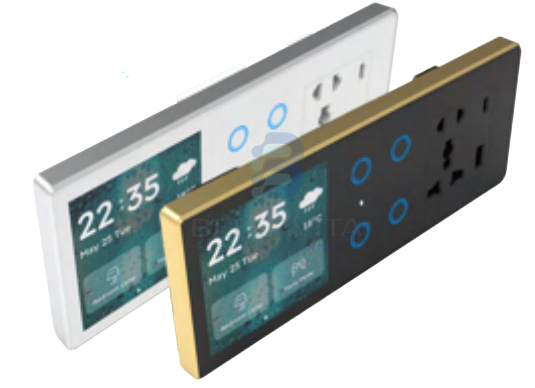 PH Glass 4Inch Tuya Screen + 4 Touch + Socket (Flat Bezel) - 6M - Bellavita Smart Homes
