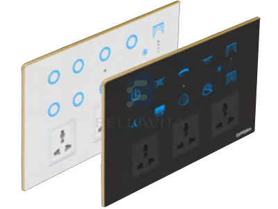 PH Glass 8 Switch + 1 Curtain + 3 Socket - 12M - Bellavita Smart Homes