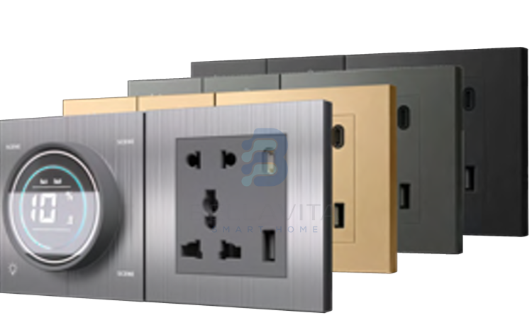 PH Titan Knob + 4 Switch + Socket (4L / 1L+1F) - Bellavita Smart Homes
